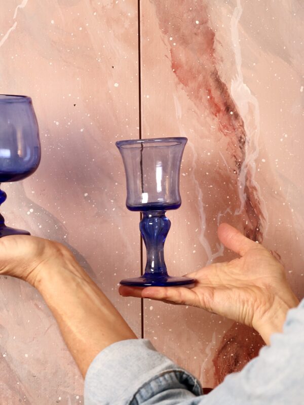 Handmade stemmed glass recycled glass