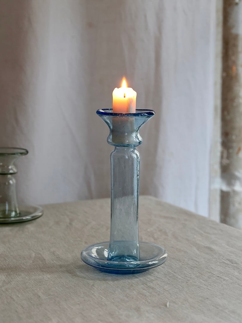 la-soufflerie-porta-candele-bougies-bleues-claires-porte-bougies-main-soufflée-verre-recyclé