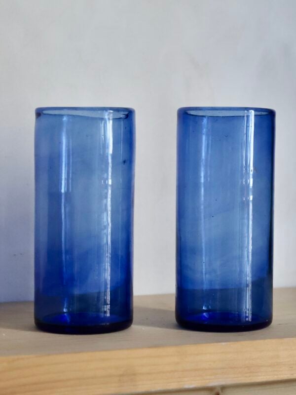 ice-tea-light-blue-drinkware-tumbler-water-glass-mouth-blown-recycled-glass