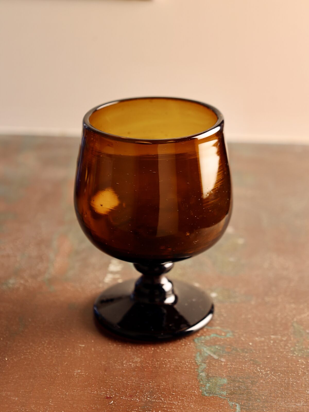 Handmade stemmed glass recycled glass
