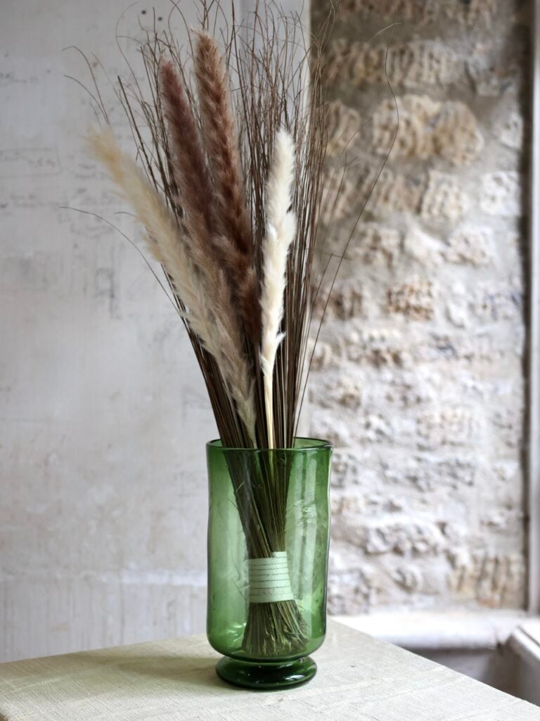 Handmade hurricane vase using recycled glass