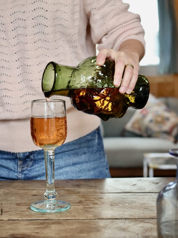 roma-droit-vert-fumé-head-drinkware-carafe-pitcher-decanter-mouth-blown-recycled-glass