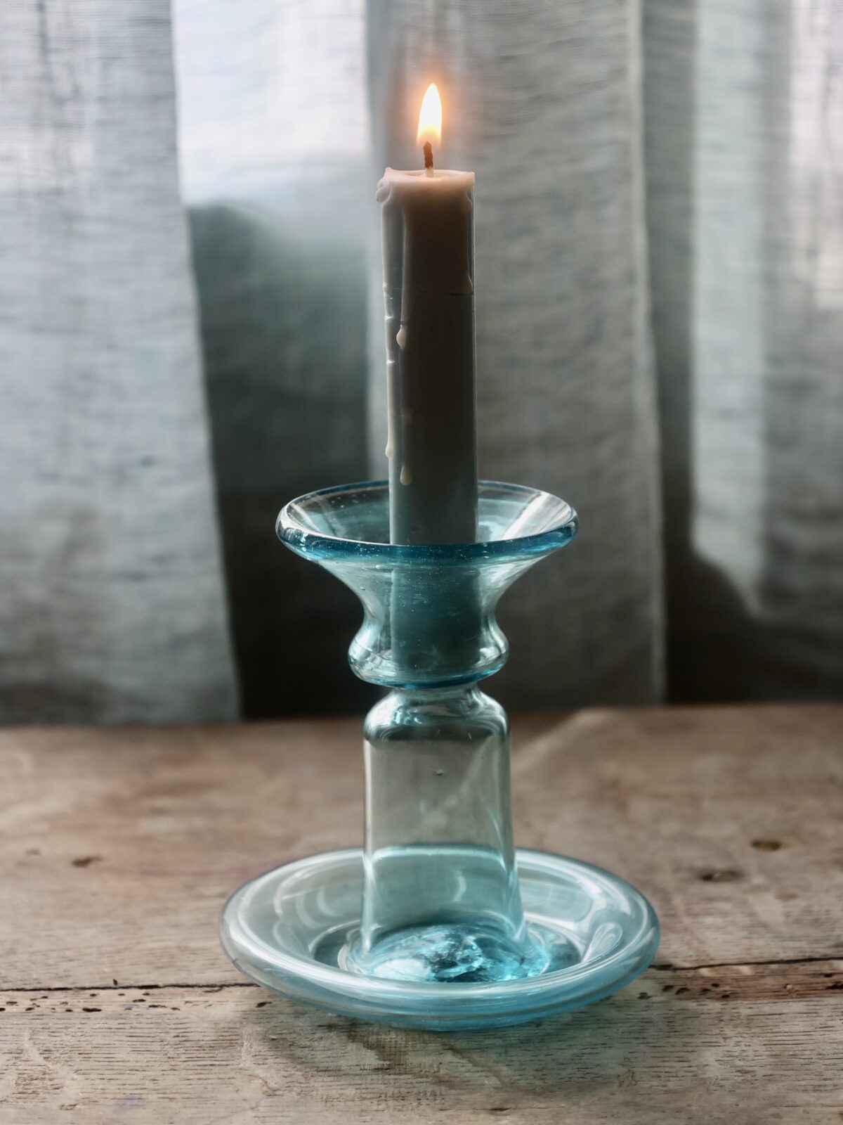 porta-candele-piccolo-turquoise-porte-bougies-bouche-soufflée-verre-recyclé