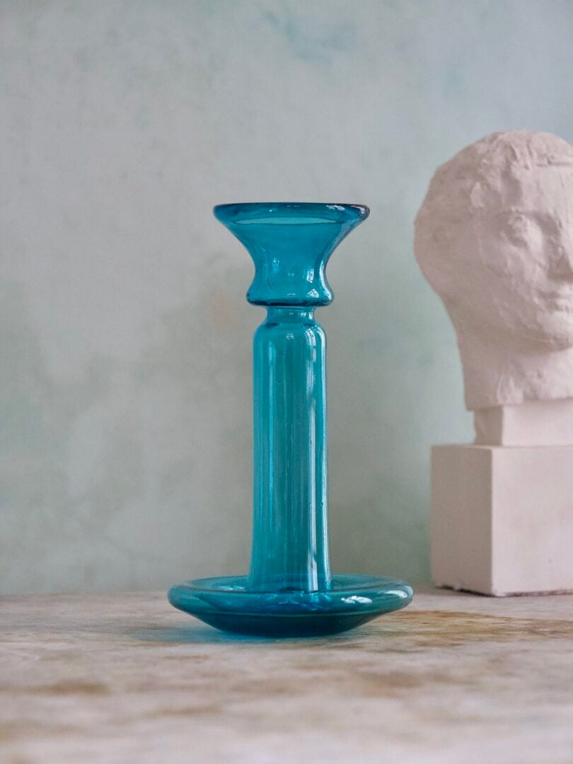 la-sufflerie-porta-candele-turquoise-mouth-blown-recycled-glass