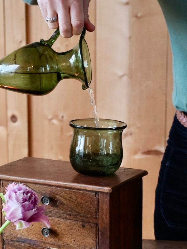 pocula-large-vert-fumé-drinkware-tumbler-water-glass-mouth-blown-recycled-glass